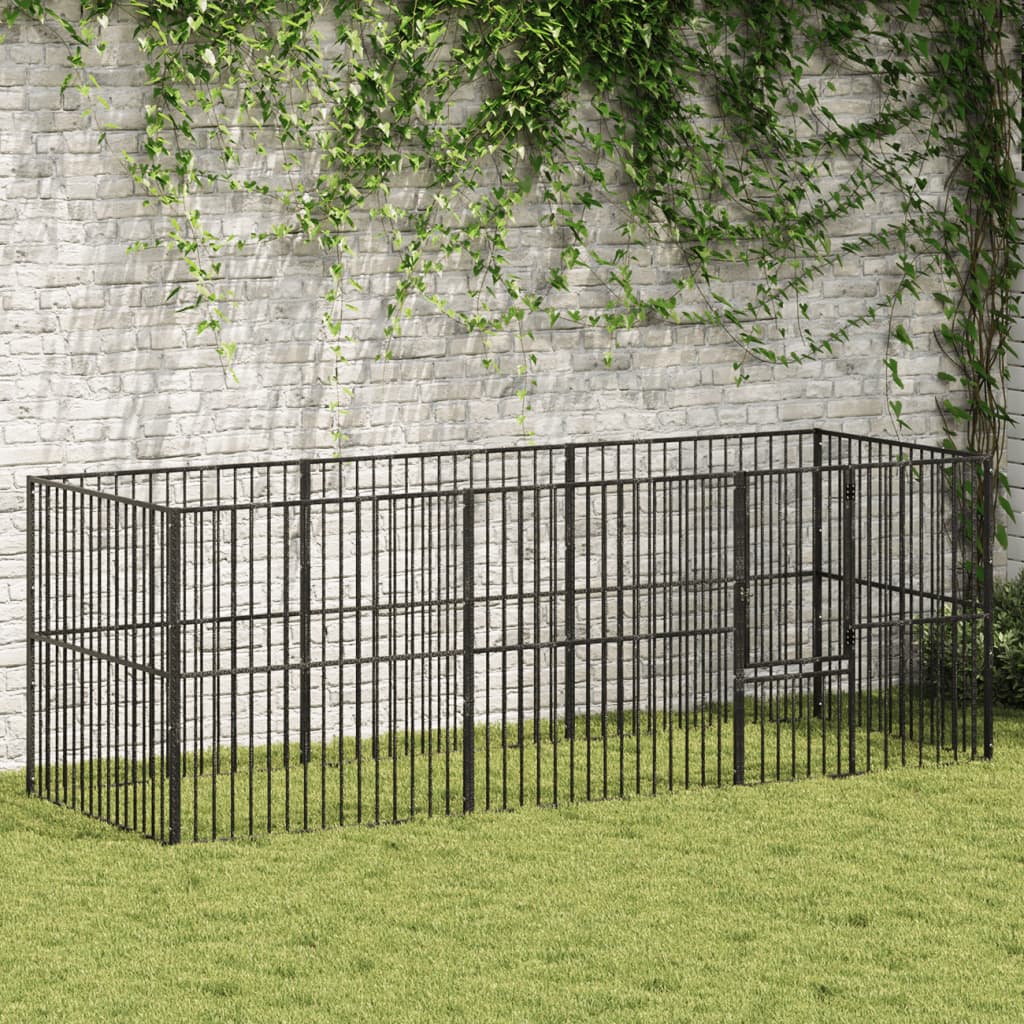 Dog Playpen 16 Panels Black Galvanised Steel