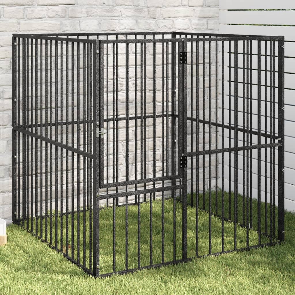 Dog Playpen 16 Panels Black Galvanised Steel