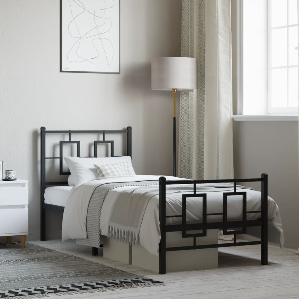 Metal Bed Frame Without Mattress With Footboard 100X190Cm