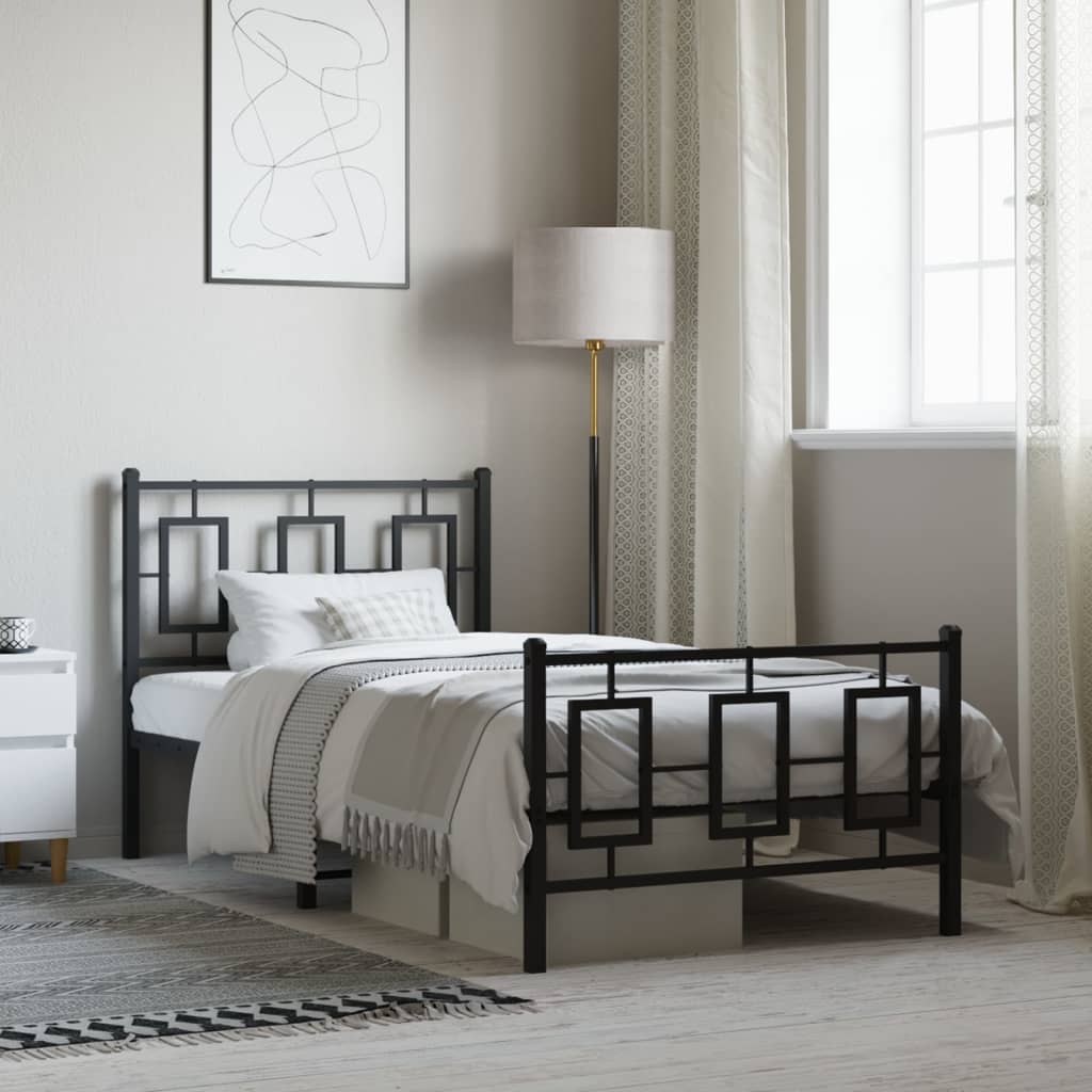 Metal Bed Frame Without Mattress With Footboard 100X190Cm