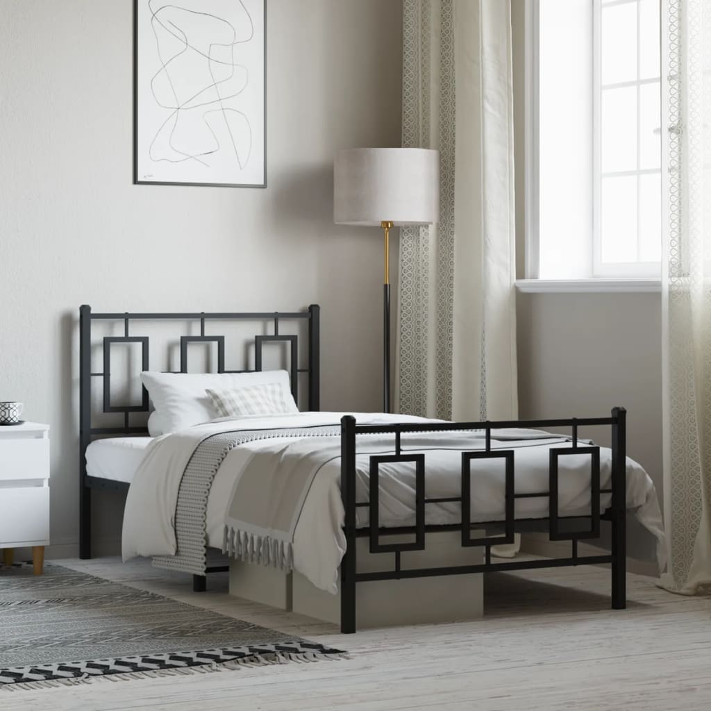 Metal Bed Frame Without Mattress With Footboard 100X190Cm