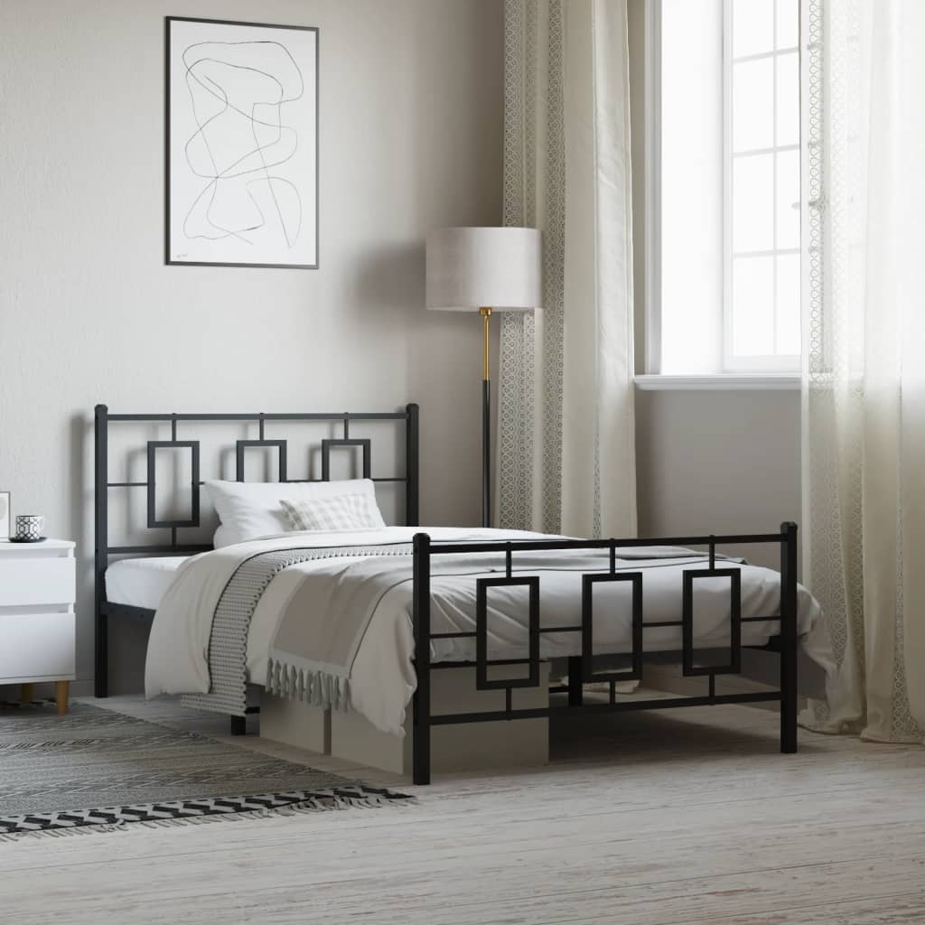 Metal Bed Frame Without Mattress With Footboard 100X190Cm