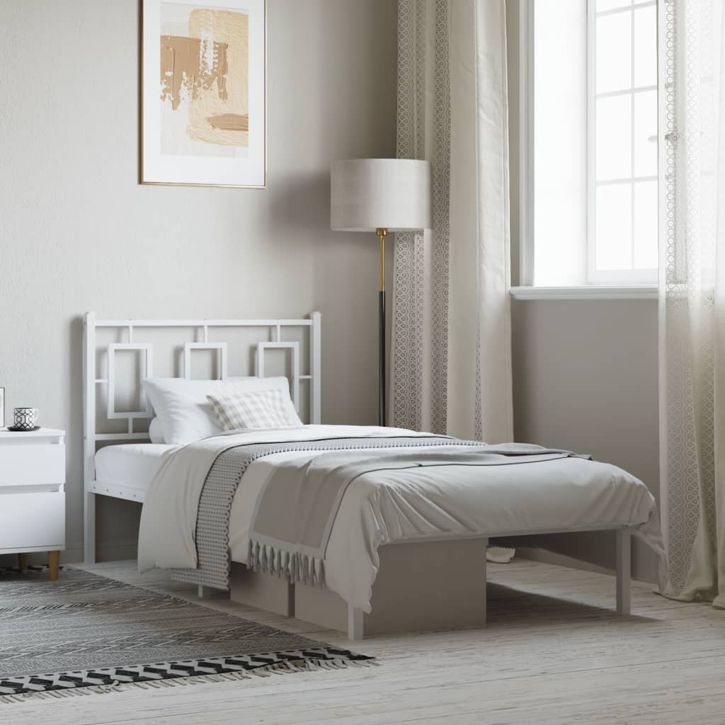 Metal Bed Frame Without Mattress With Footboard 100X190Cm