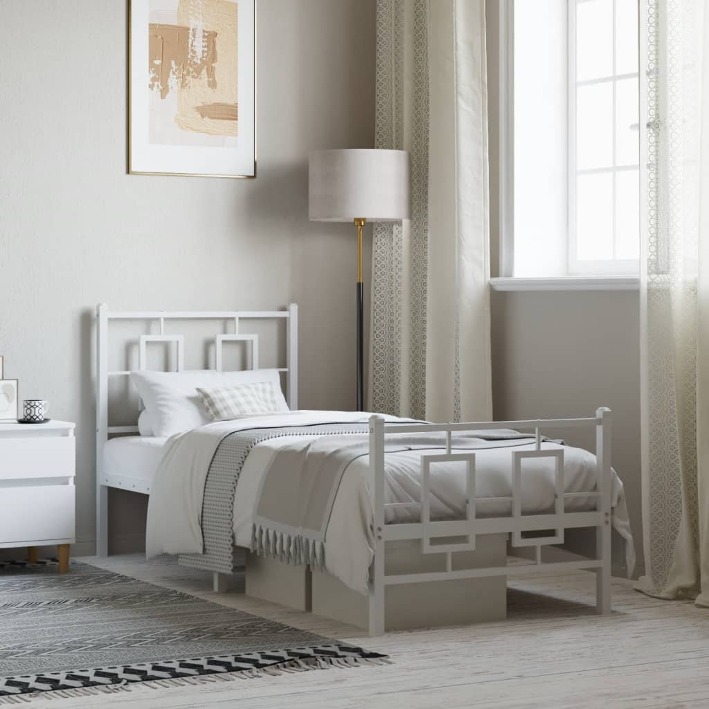 Metal Bed Frame Without Mattress With Footboard 100X190Cm