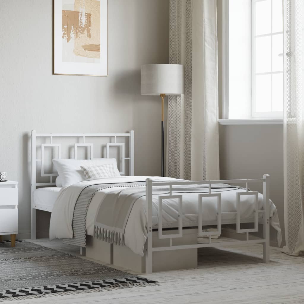 Metal Bed Frame Without Mattress With Footboard 100X190Cm