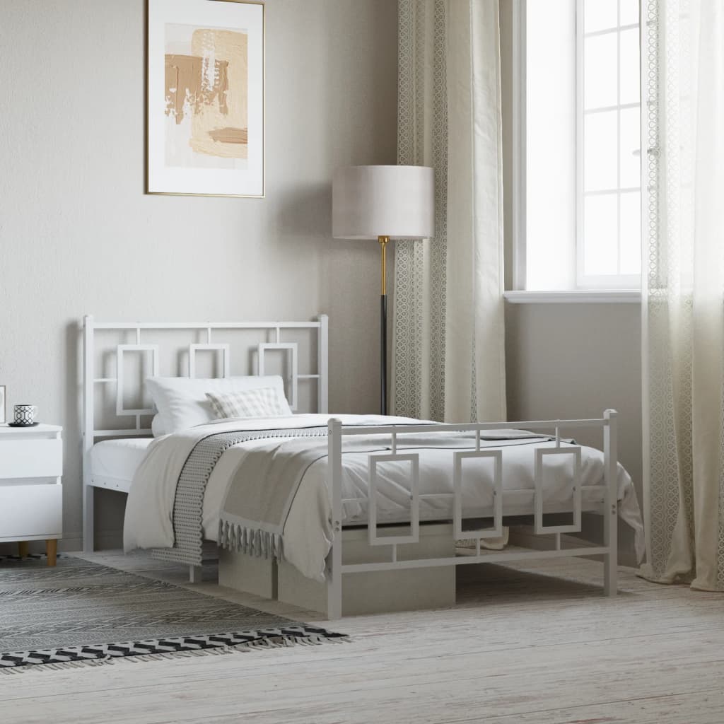Metal Bed Frame Without Mattress With Footboard 100X190Cm