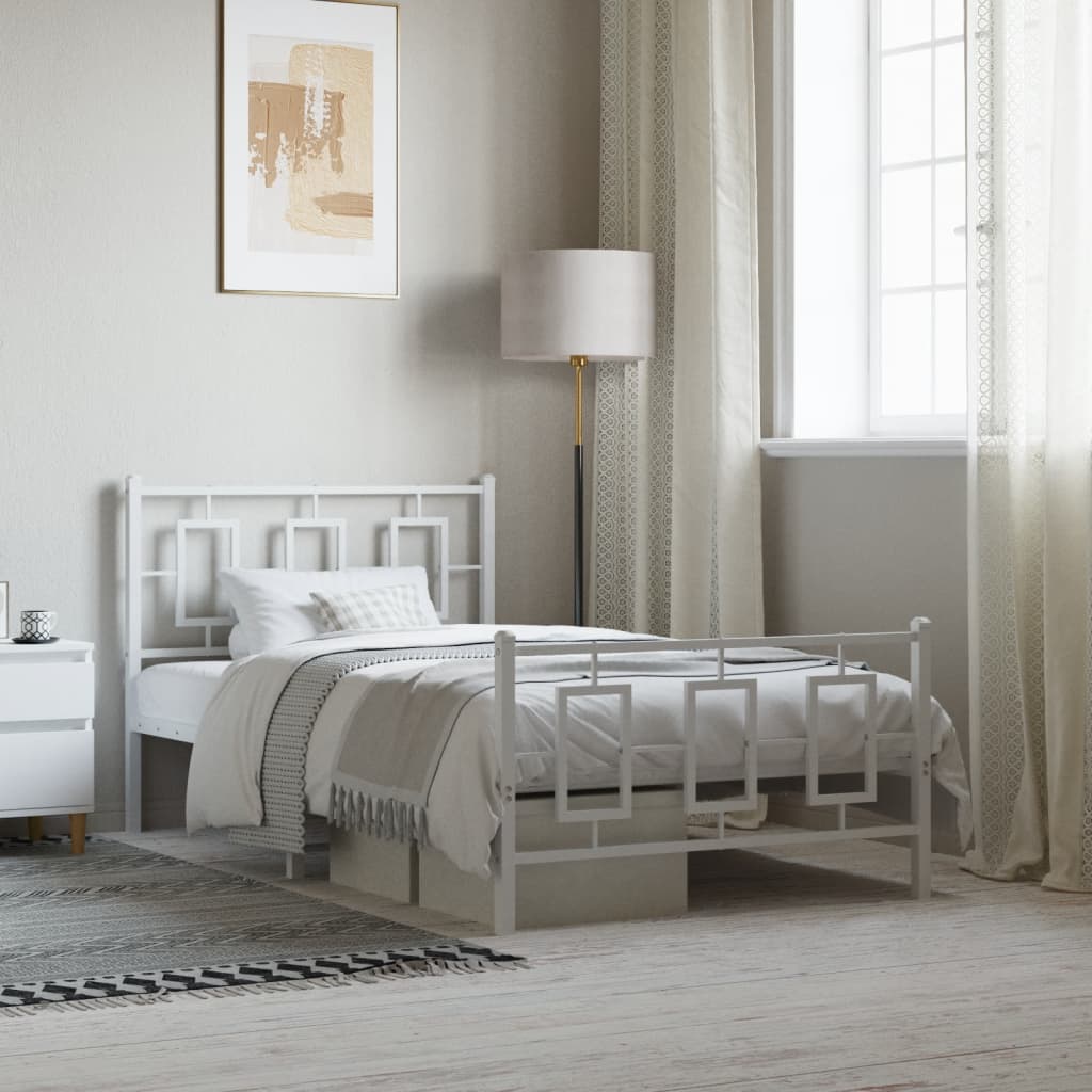 Metal Bed Frame Without Mattress With Footboard 100X190Cm