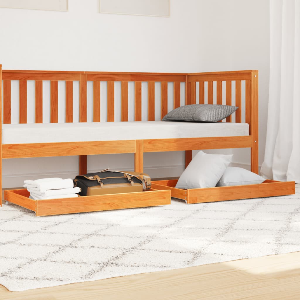 Day Bed Drawers 2 Pcs Solid Pinewood