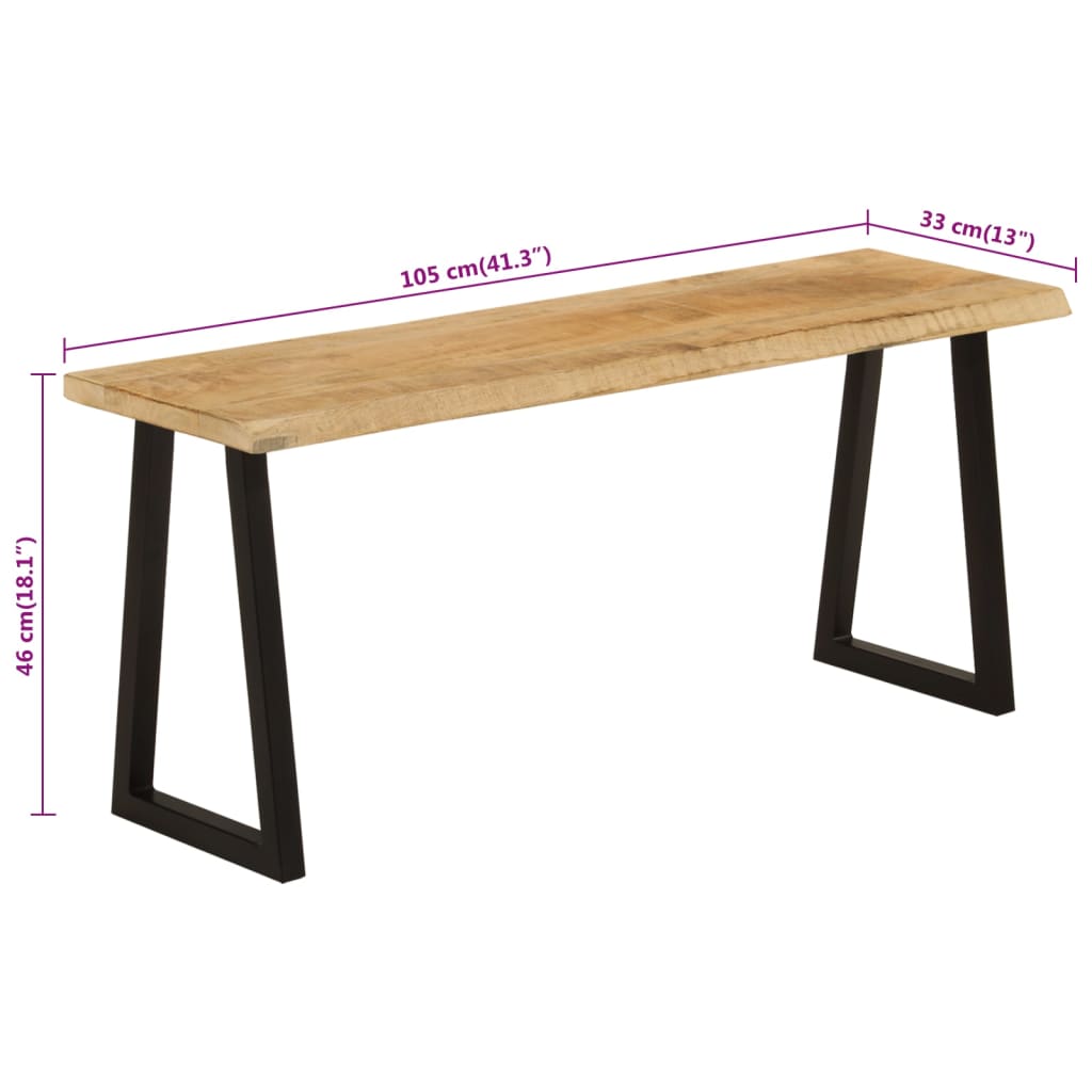 Bench With Live Edge 105 Cm Solid Wood Mango