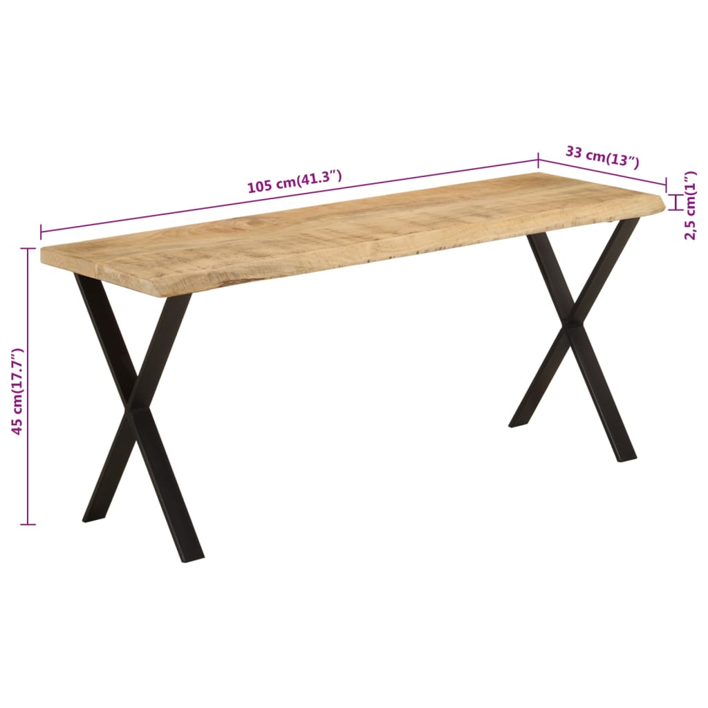 Bench With Live Edge 105 Cm Solid Wood Mango