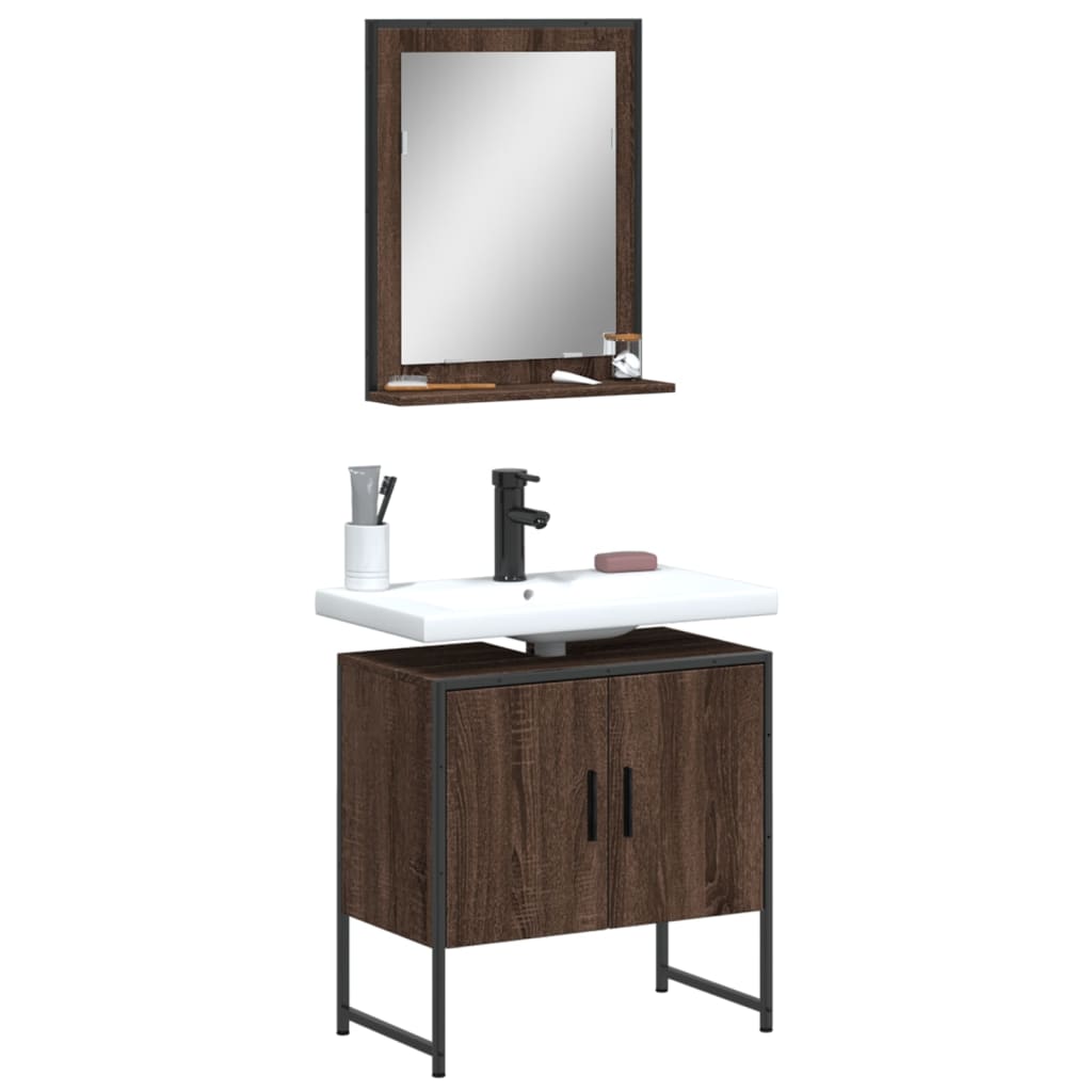 Bathroom Furniture Set With Storage 2 Pcs Black 60 X 33 X 60 Cm