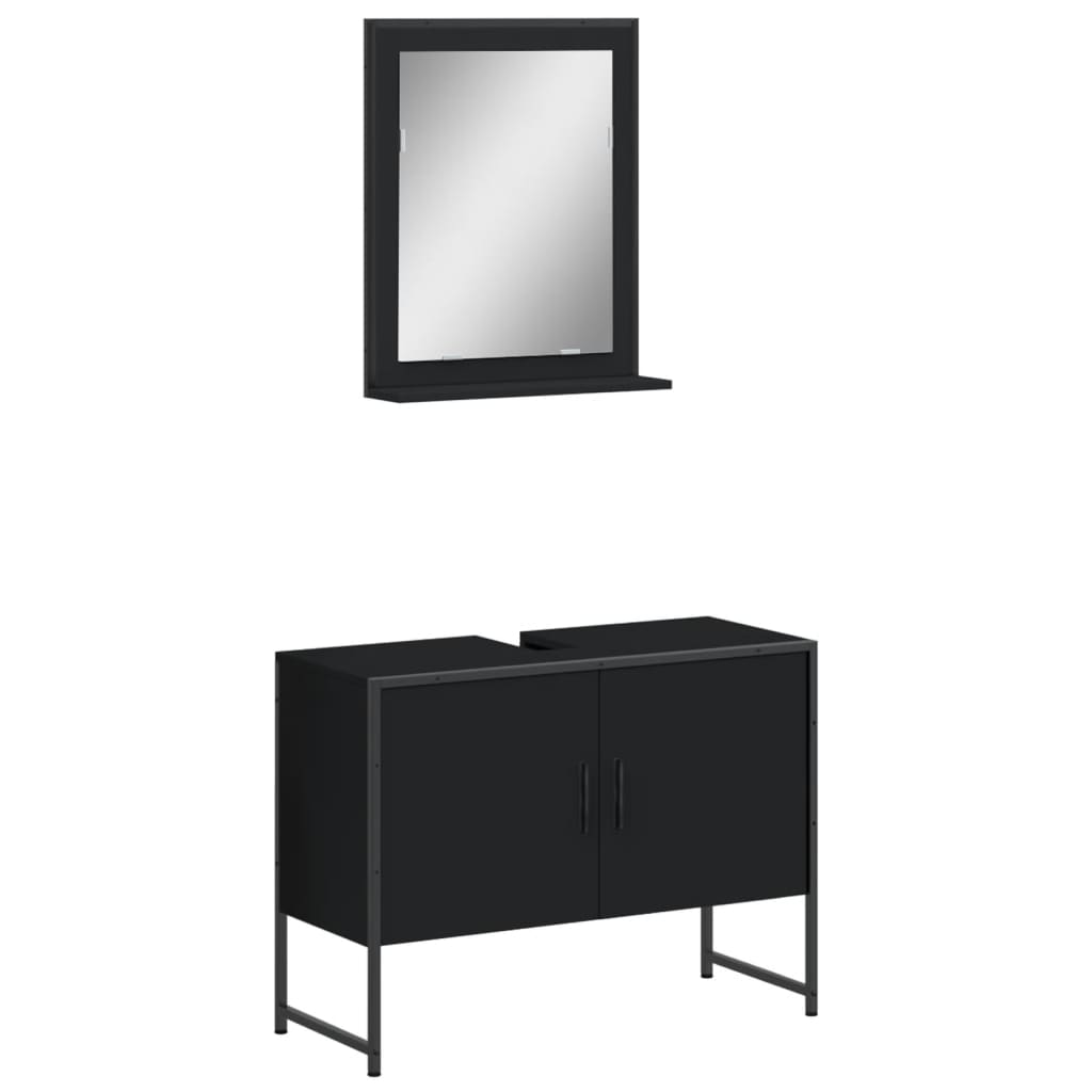 2 Piece Bathroom Cabinet Set Engineered Wood