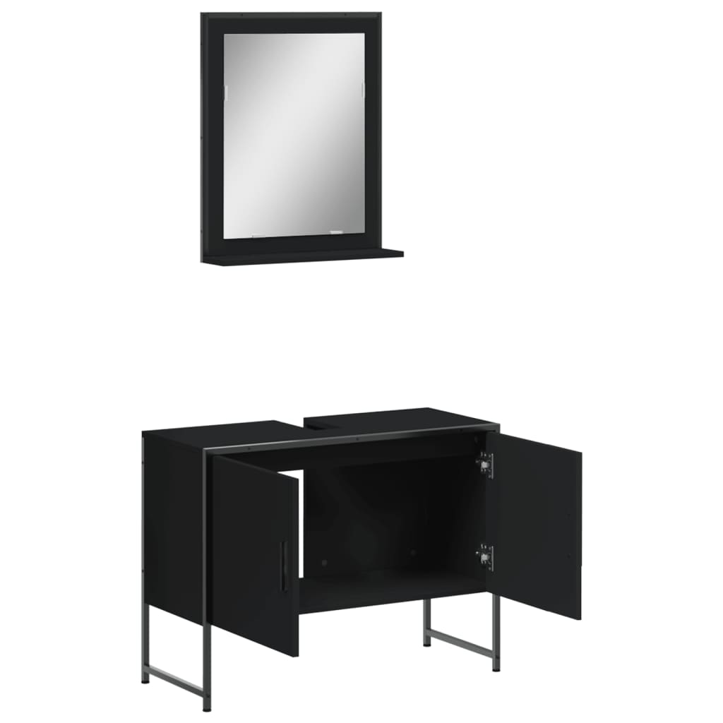 2 Piece Bathroom Cabinet Set Engineered Wood