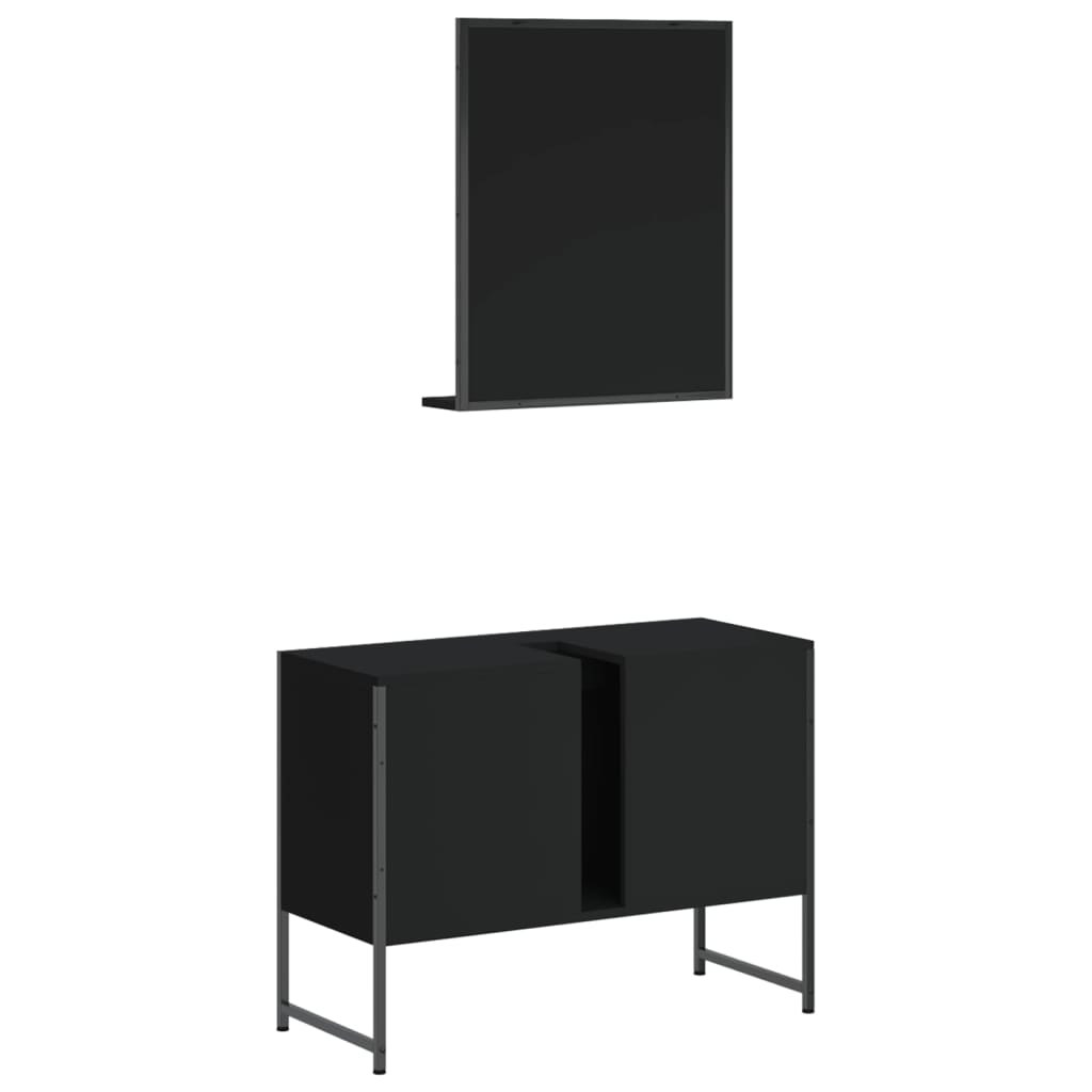 2 Piece Bathroom Cabinet Set Engineered Wood