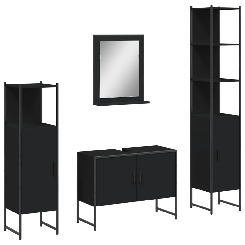 4 Piece Bathroom Cabinet Set Engineered Wood