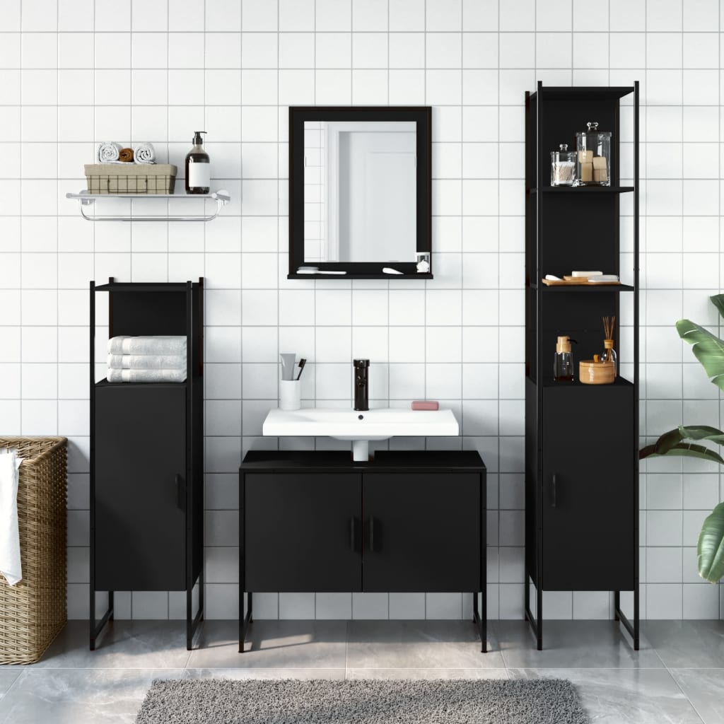 4 Piece Bathroom Cabinet Set Engineered Wood