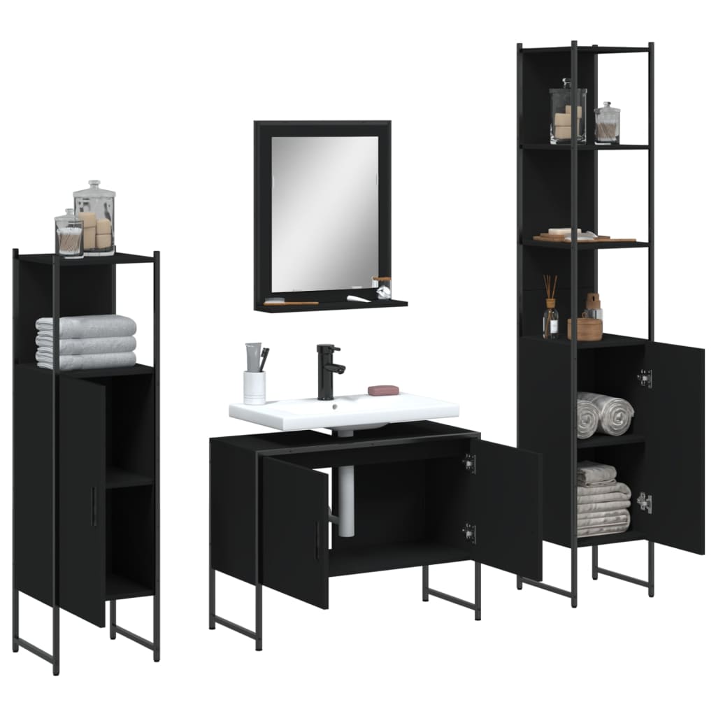 4 Piece Bathroom Cabinet Set Engineered Wood