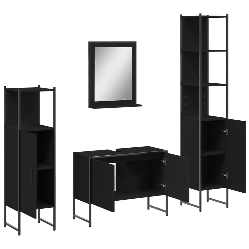 4 Piece Bathroom Cabinet Set Engineered Wood