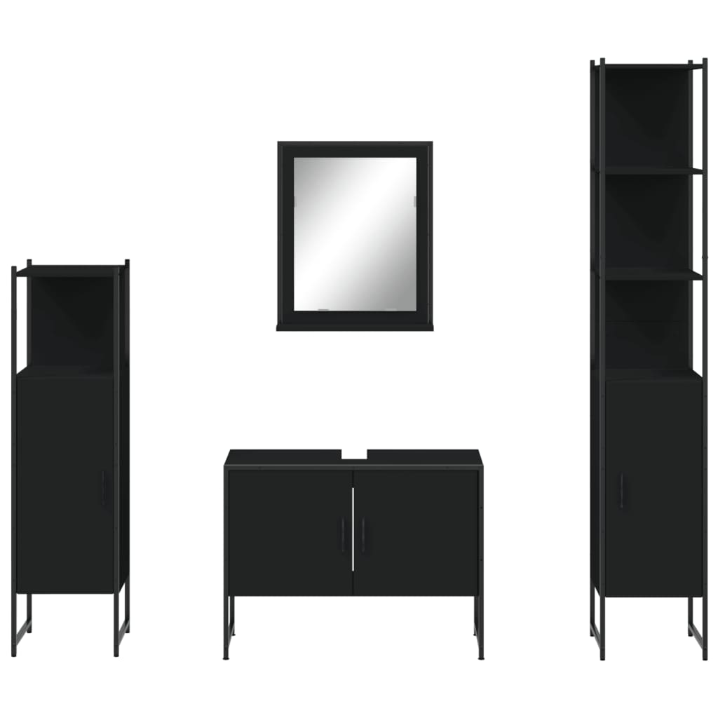 4 Piece Bathroom Cabinet Set Engineered Wood