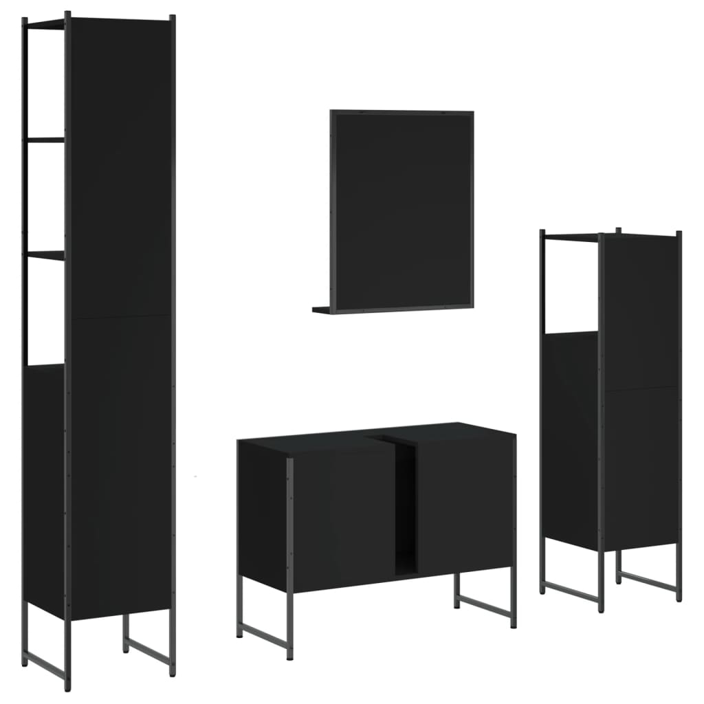 4 Piece Bathroom Cabinet Set Engineered Wood