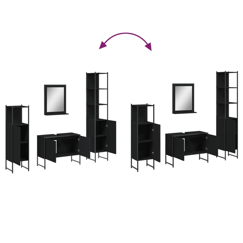 4 Piece Bathroom Cabinet Set Engineered Wood
