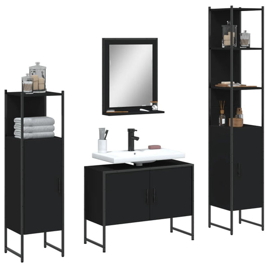 4 Piece Bathroom Cabinet Set Engineered Wood