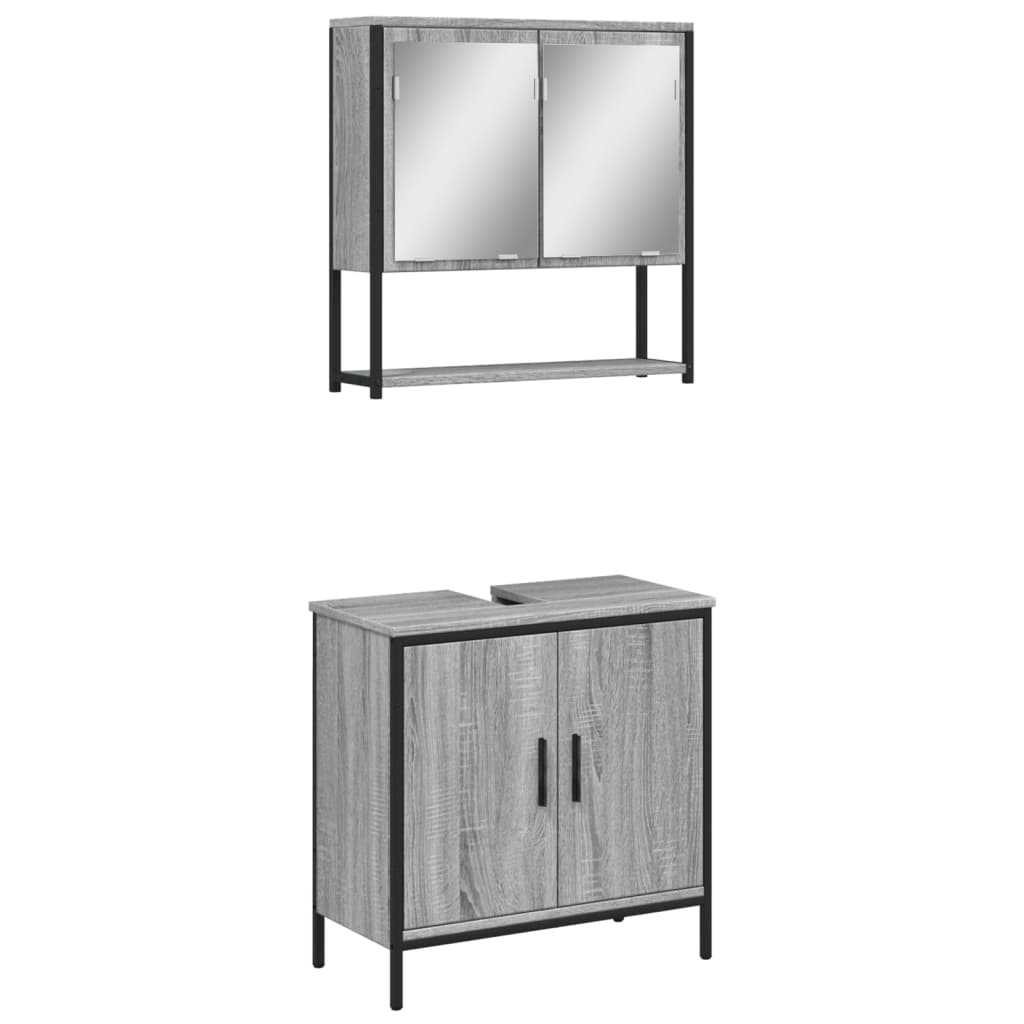 2 Piece Bathroom Furniture Set Engineered Wood