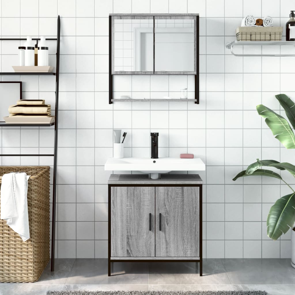 2 Piece Bathroom Furniture Set Engineered Wood