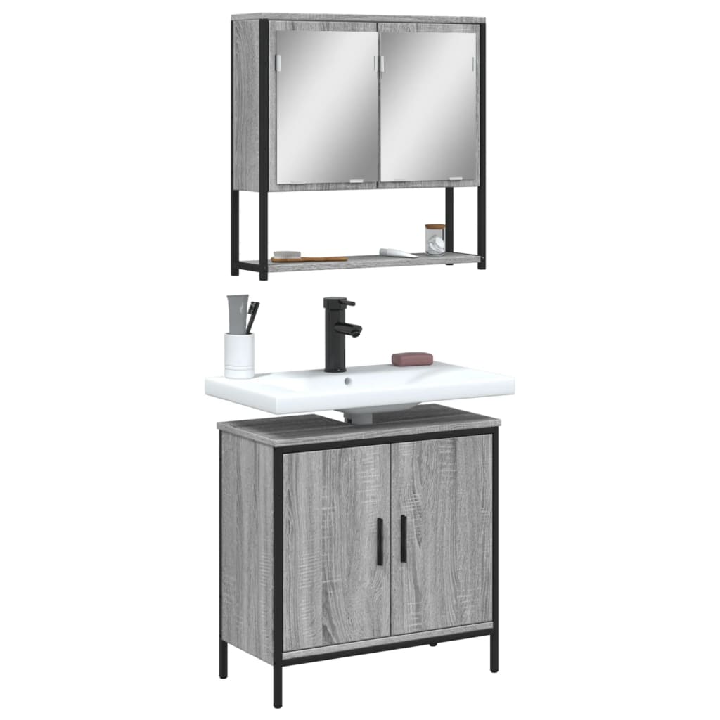 2 Piece Bathroom Furniture Set Engineered Wood