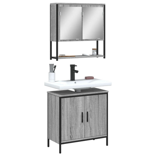 2 Piece Bathroom Furniture Set Engineered Wood