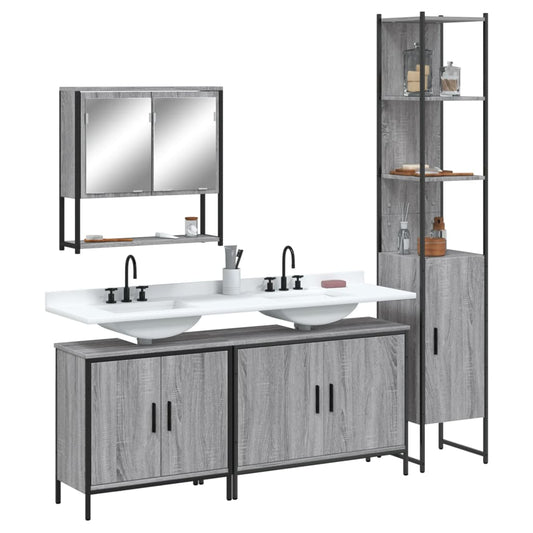 4 Piece Bathroom Furniture Set Engineered Wood
