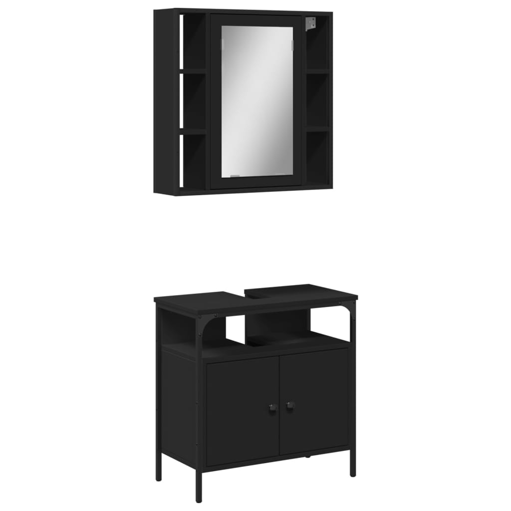 2 Piece Bathroom Furniture Set Engineered Wood