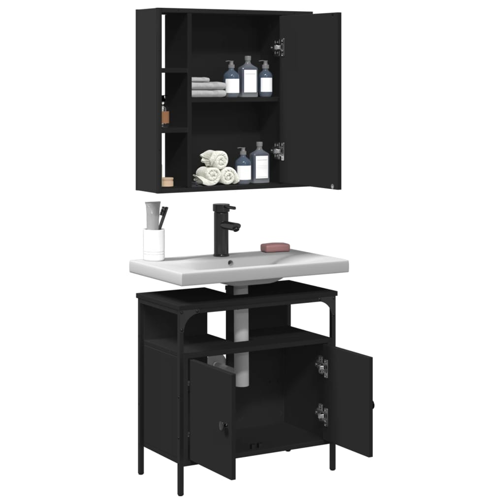 2 Piece Bathroom Furniture Set Engineered Wood