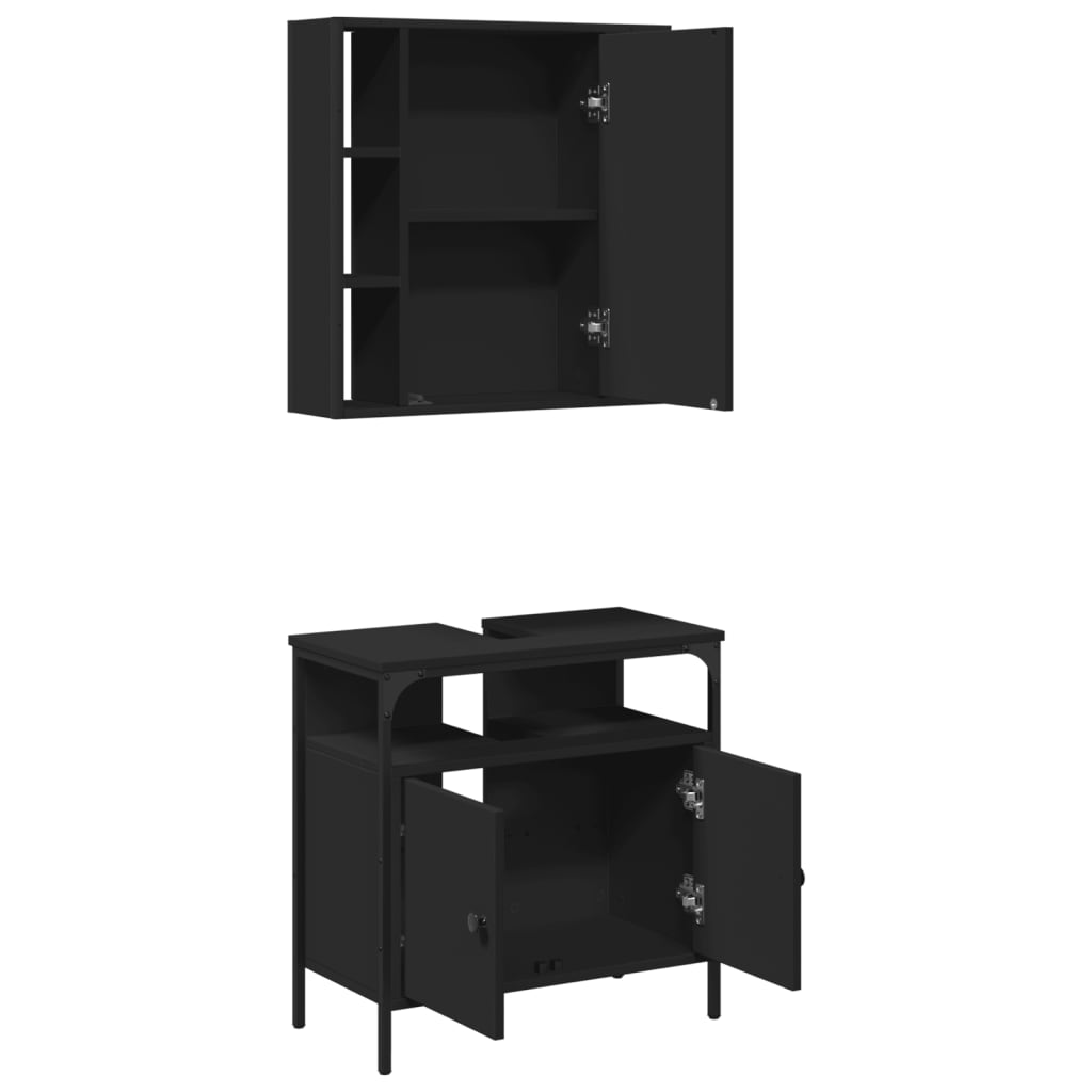 2 Piece Bathroom Furniture Set Engineered Wood