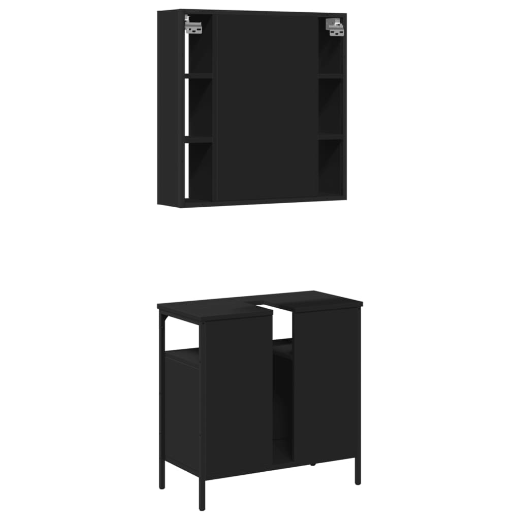 2 Piece Bathroom Furniture Set Engineered Wood