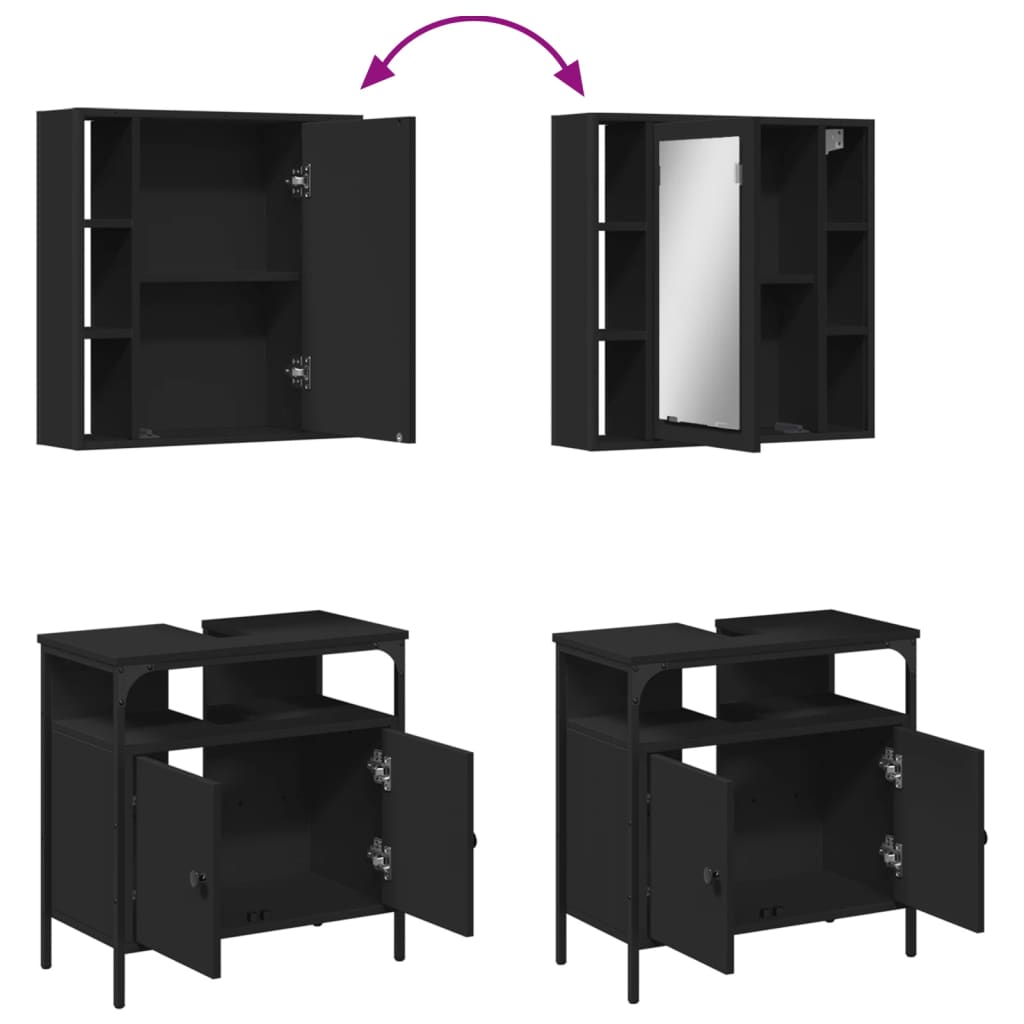 2 Piece Bathroom Furniture Set Engineered Wood