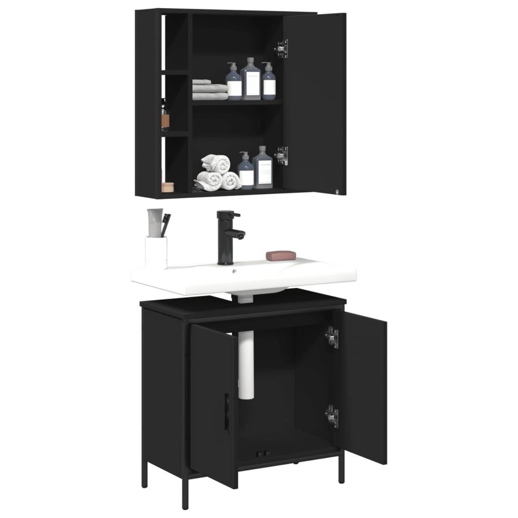 2 Piece Bathroom Furniture Set Engineered Wood