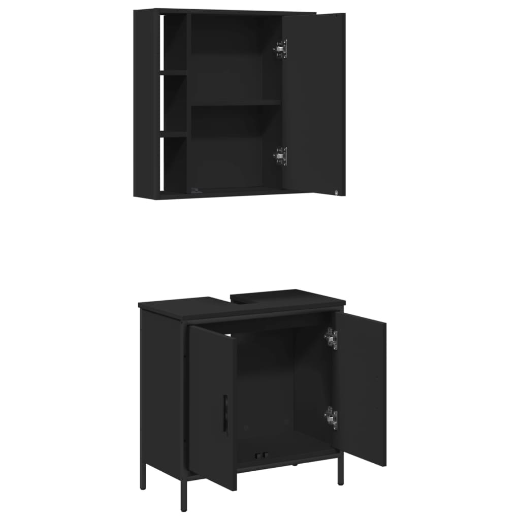 2 Piece Bathroom Furniture Set Engineered Wood