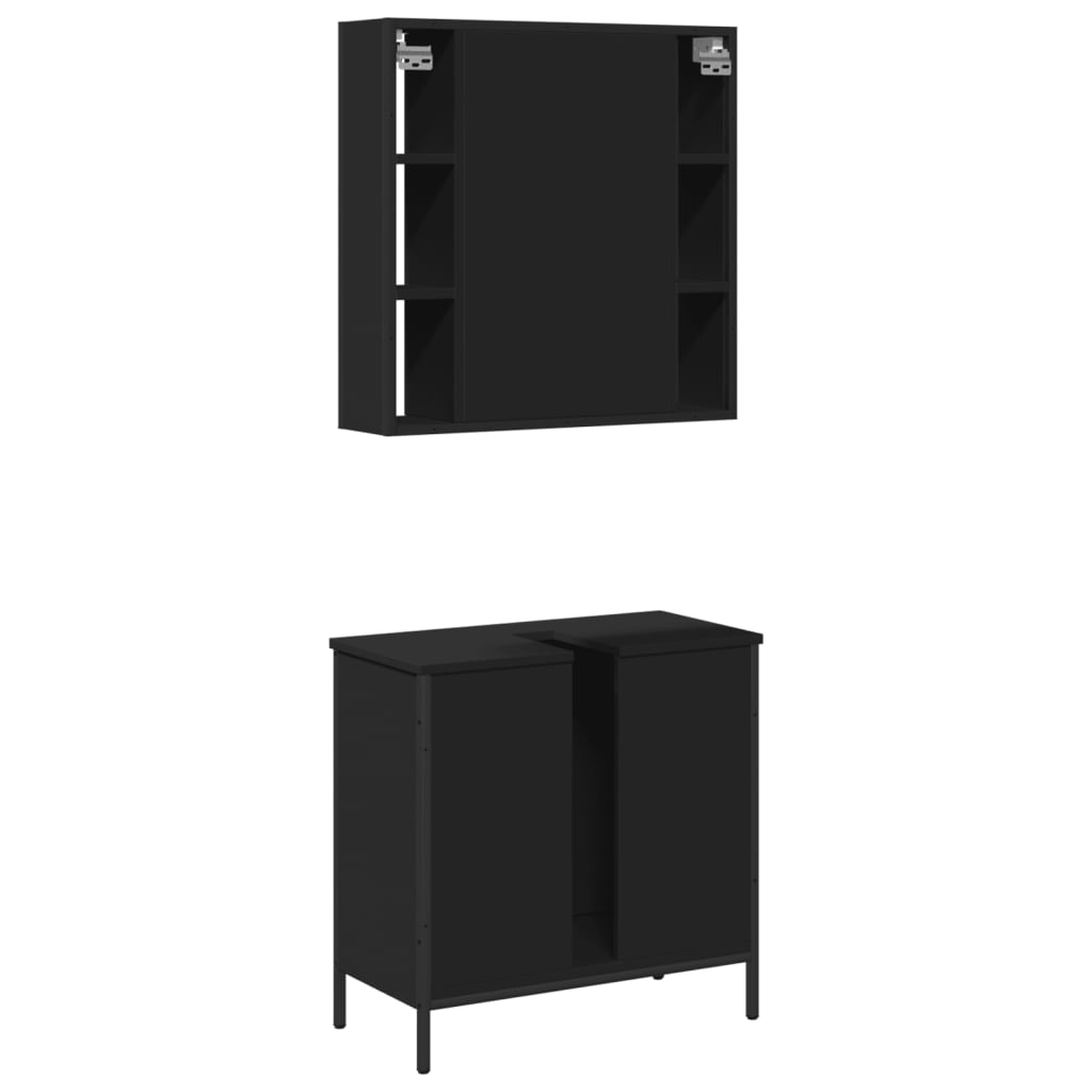 2 Piece Bathroom Furniture Set Engineered Wood