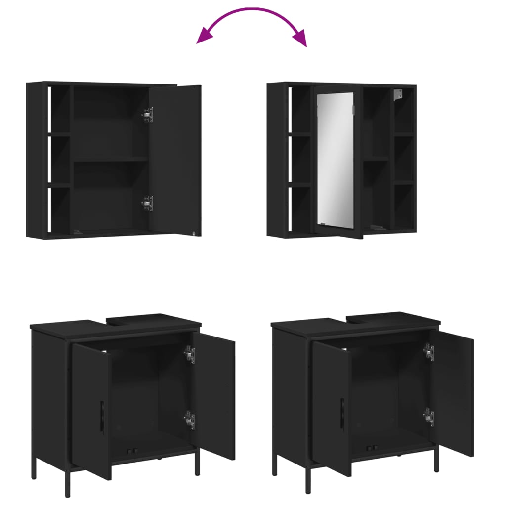 2 Piece Bathroom Furniture Set Engineered Wood