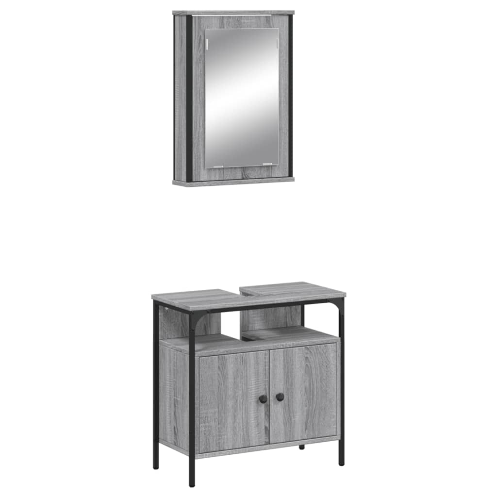 2 Piece Bathroom Furniture Set Engineered Wood