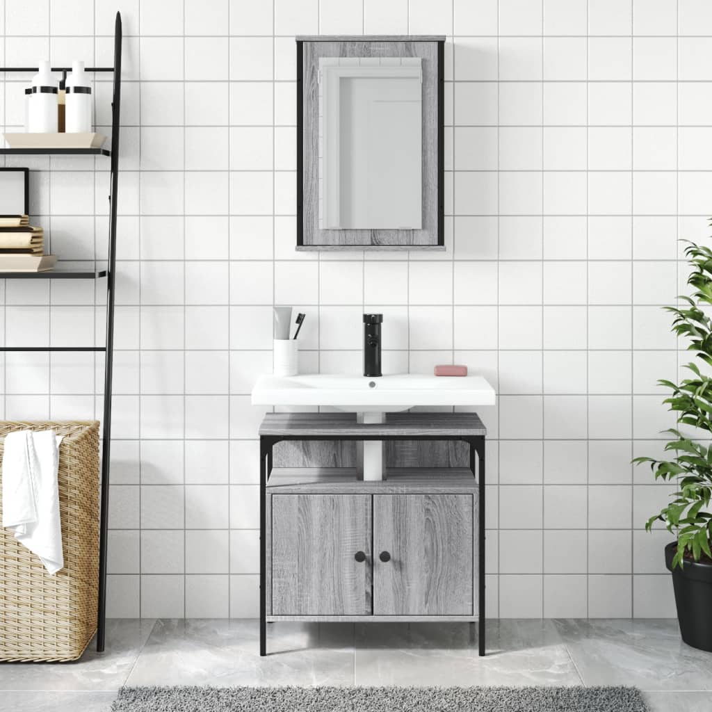 2 Piece Bathroom Furniture Set Engineered Wood