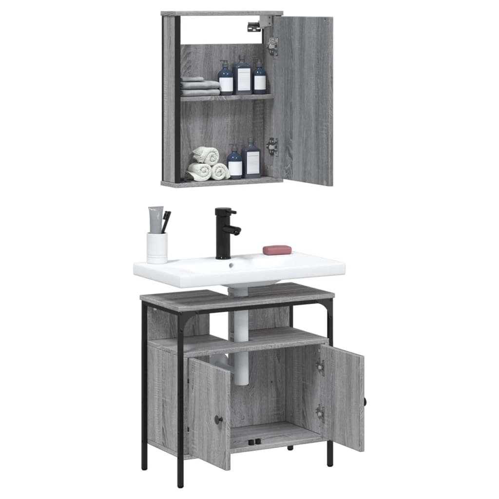 2 Piece Bathroom Furniture Set Engineered Wood