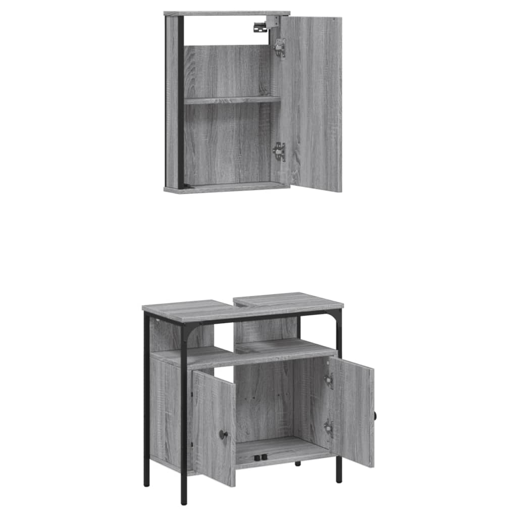 2 Piece Bathroom Furniture Set Engineered Wood