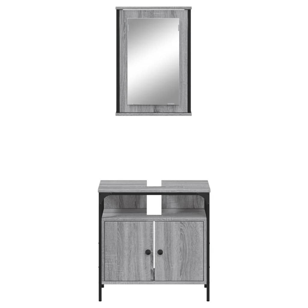 2 Piece Bathroom Furniture Set Engineered Wood