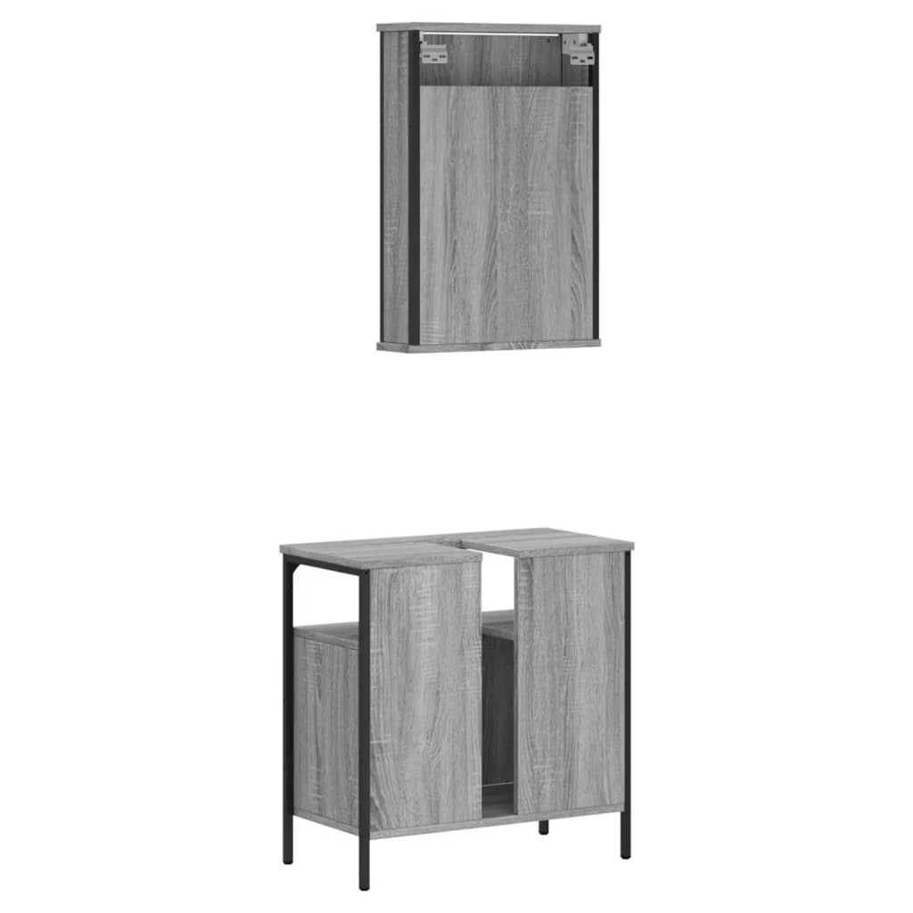 2 Piece Bathroom Furniture Set Engineered Wood