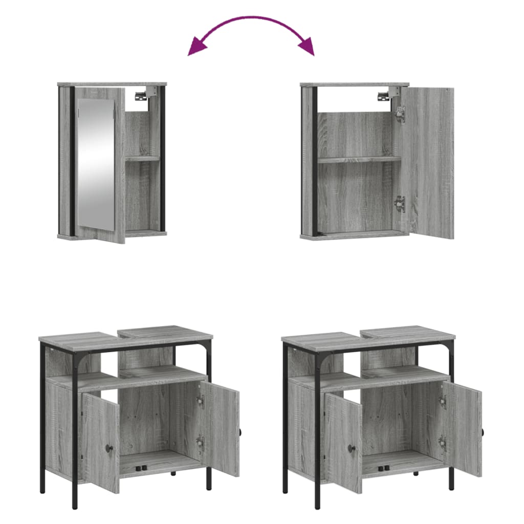 2 Piece Bathroom Furniture Set Engineered Wood