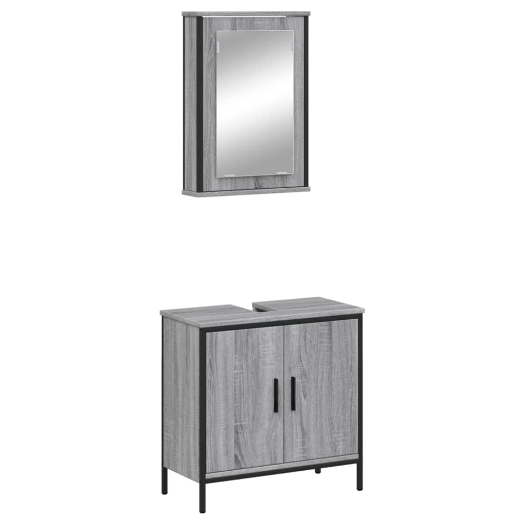 2 Piece Bathroom Furniture Set Engineered Wood