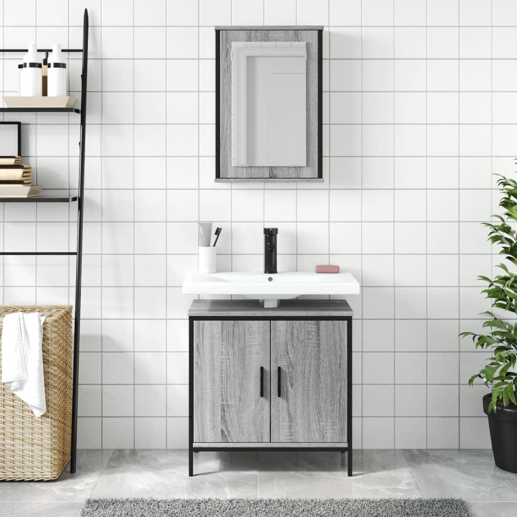 2 Piece Bathroom Furniture Set Engineered Wood
