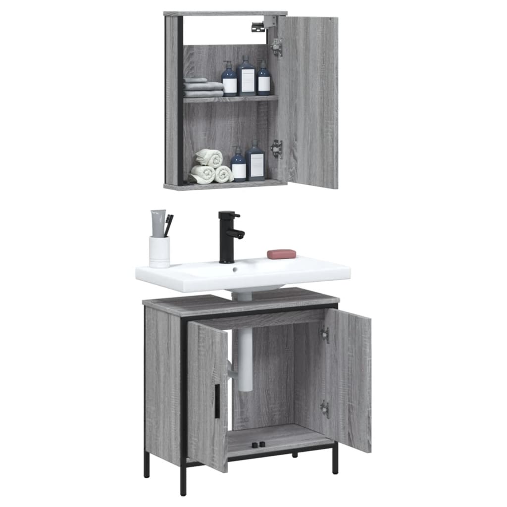 2 Piece Bathroom Furniture Set Engineered Wood